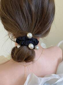 3 cái Faux Pearl Decor Scrunchie - Nhiều màu - Xem 3