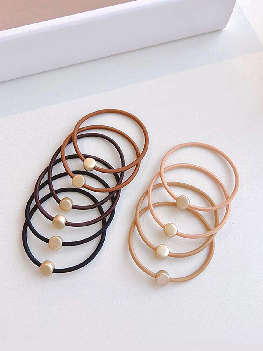 10入組珠子裝飾髮圈 - 彩色 - 查看 1