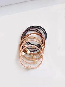 10入組珠子裝飾髮圈 - 彩色 - 查看 2