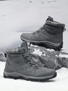 Men's Outdoor Shoes, Running Shoes, Hiking Shoes, Anti-Slip & Warm Sports Shoes, Trekking Shoes, Weatherproof Mountaineering Boots, High-Top Snow Boots - Grey - View 2