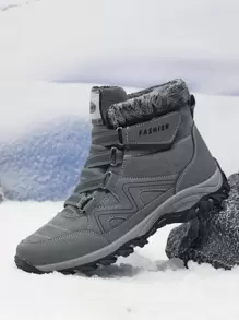 Men's Outdoor Shoes, Running Shoes, Hiking Shoes, Anti-Slip & Warm Sports Shoes, Trekking Shoes, Weatherproof Mountaineering Boots, High-Top Snow Boots - Grey - View 1