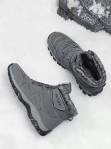 Men's Outdoor Shoes, Running Shoes, Hiking Shoes, Anti-Slip & Warm Sports Shoes, Trekking Shoes, Weatherproof Mountaineering Boots, High-Top Snow Boots - Grey - View 4