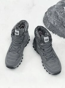 Men's Outdoor Shoes, Running Shoes, Hiking Shoes, Anti-Slip & Warm Sports Shoes, Trekking Shoes, Weatherproof Mountaineering Boots, High-Top Snow Boots - Grey - View 5