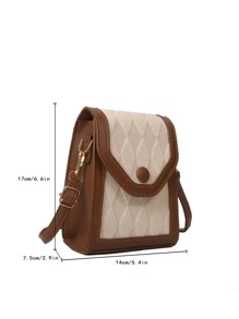 Mini Two Tone Snap Button Square Bag - Beige - View 4