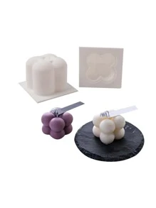 1pc Mini Reusable Candle Silicone Mold,Creative Solid Cube Shaped Washable Silicone Mould For DIY Lovers - White - View 3
