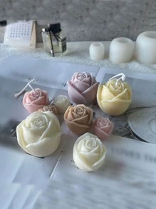 1pc Flower Shaped Candle Silicone Mold - White - View 1