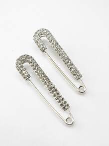 2 件水钻装饰别针 - 銀色 - 查看 1