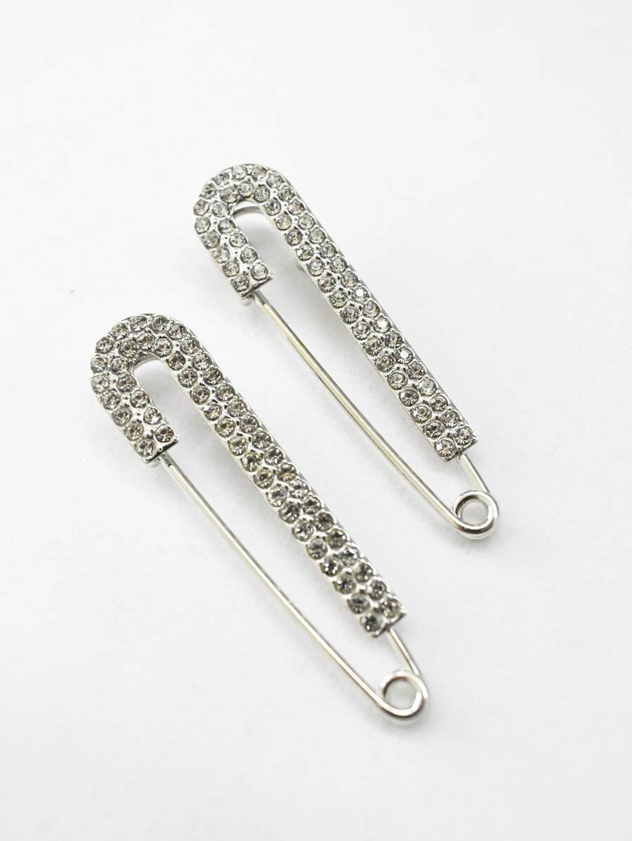 2 件水钻装饰别针 - 銀色 - 查看 1