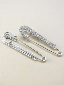 2 件水钻装饰别针 - 銀色 - 查看 3