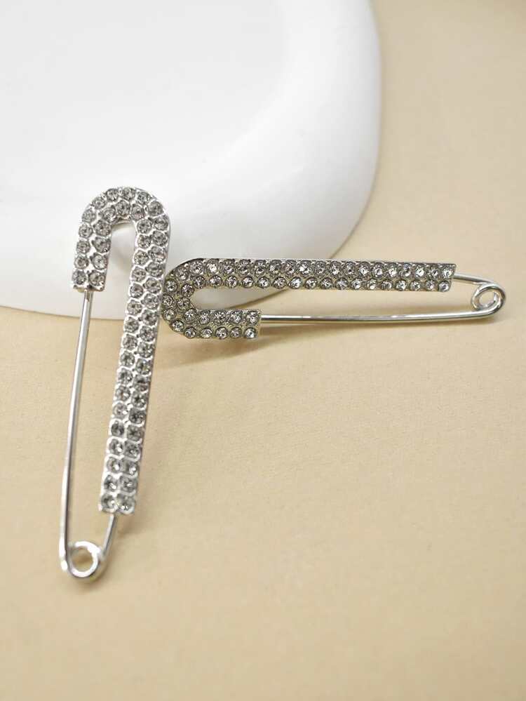 2pcs Rhinestone Decor Pin - Silver - View 4