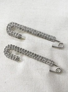 2 件水钻装饰别针 - 銀色 - 查看 5