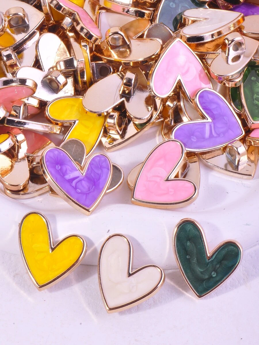 15入組心形DIY縫紉按鈕