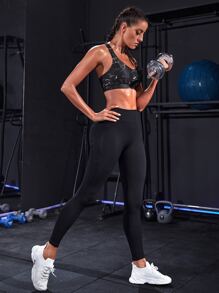 Powerista 大理石圖案工字運動型胸罩