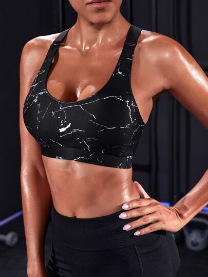 Powerista Marble Print Racer Back Sports BH view 5