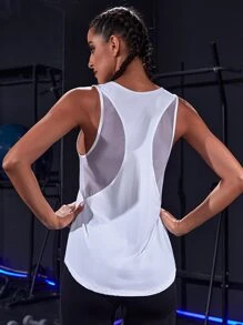 Powerista 纯色罗纹针织运动背心健身背心 - 白色 - 查看 4