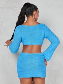 SHEIN SXY Cut Out Jumper Dress - Blue - View 2
