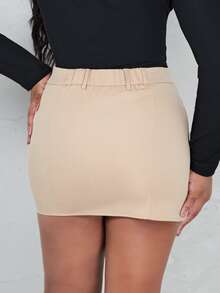 SHEIN BAE Flap Pocket Cargo Skirt - Khaki - View 2