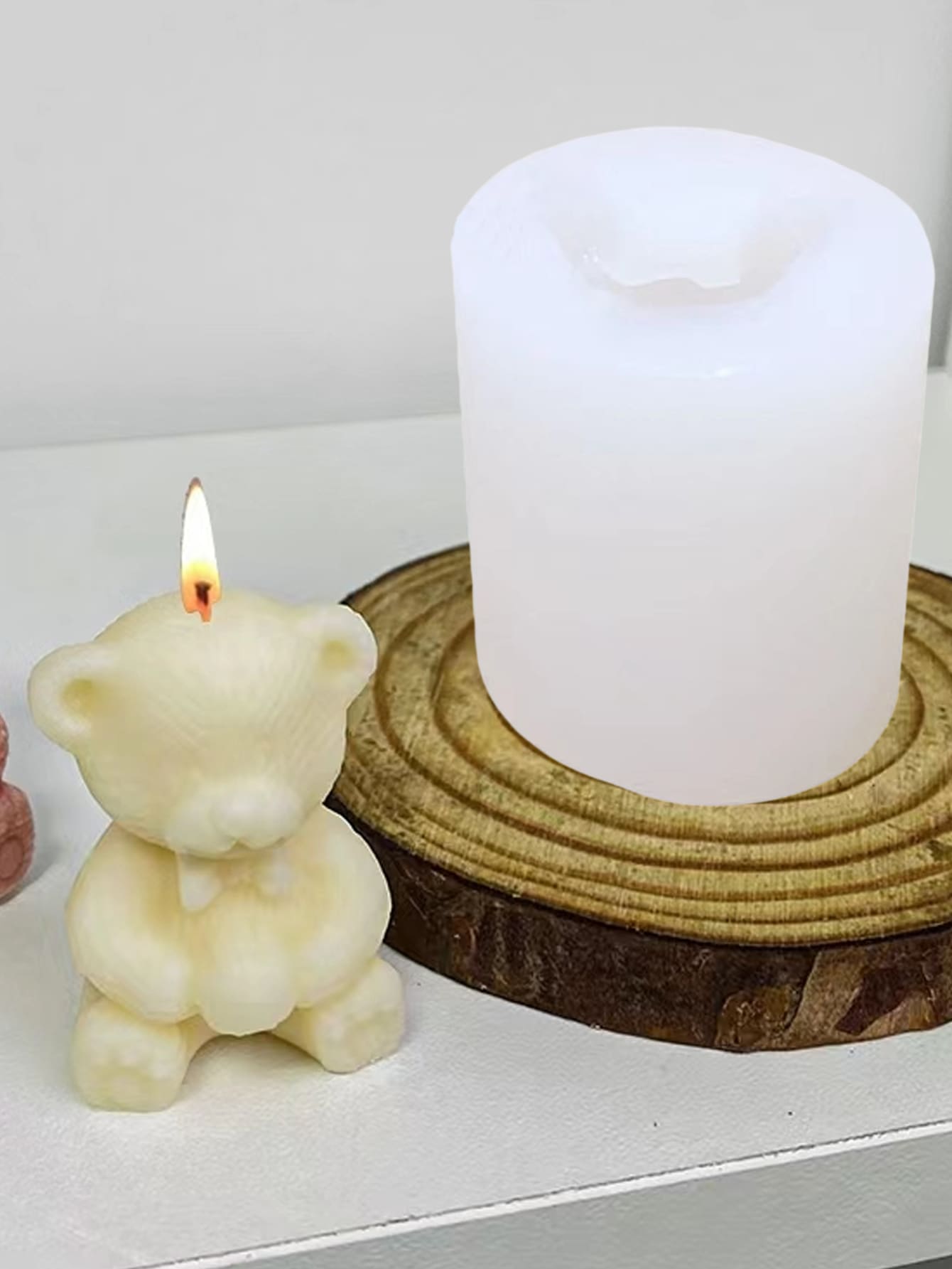 1pc Cartoon Bear Shaped DIY Silicone Mold - White - View 1