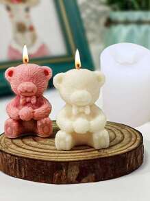 1pc Cartoon Bear Shaped DIY Silicone Mold - White - View 3