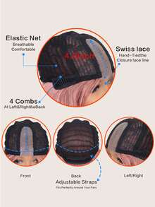 合成耐热 U 型蕾丝假发 4.5*2 波浪发 24 英寸 多色日常女士圣诞节自然外观优质合成柔软初学者友好假发 - 彩色 - 查看 3