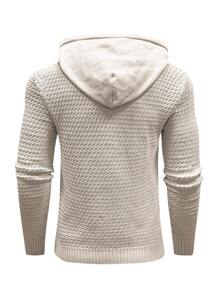 Manfinity Homme Áo len nam Dây kéo Đắp vá màu trơn Giải trí - Màu be - Xem 2