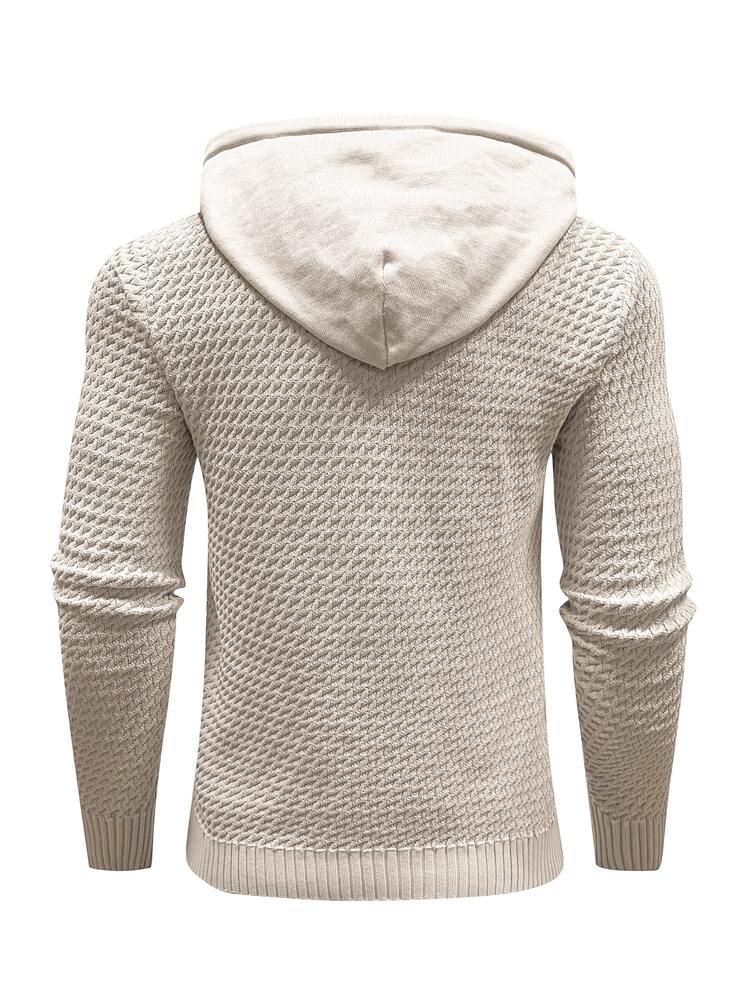 Manfinity Homme Áo len nam Dây kéo Đắp vá màu trơn Giải trí - Màu be - Xem 2