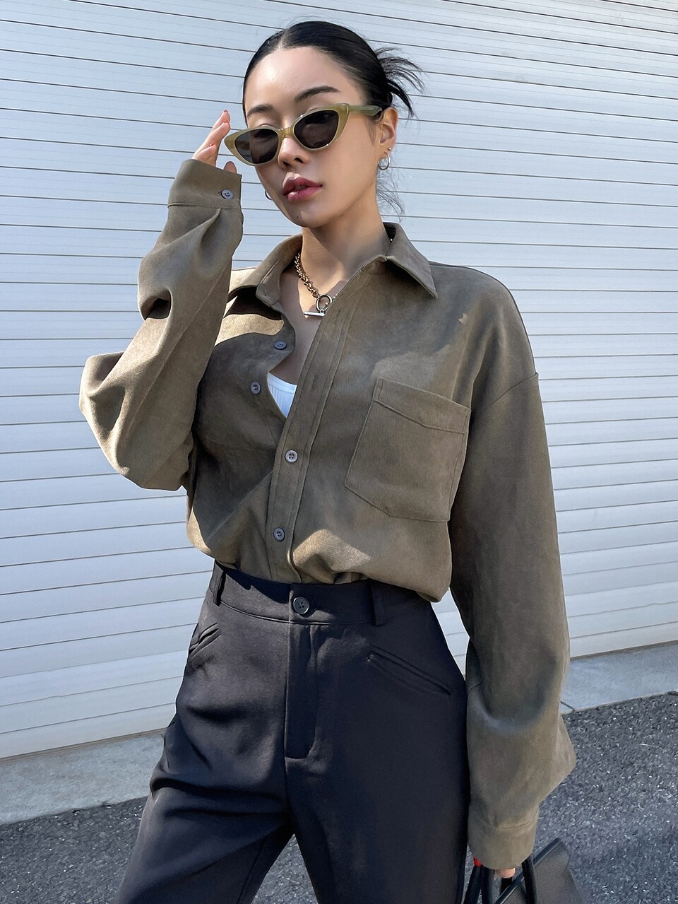 Patched Pocket Drop Shoulder Shirt
