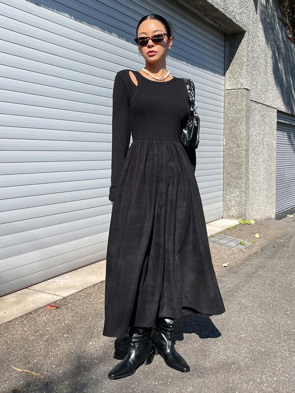 DAZY Solid Cut Out Aline Dress SHEIN USA