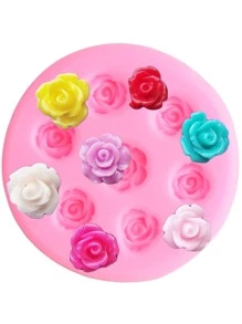 1pc Flower Shaped DIY Silicone Mold, Simple Pink Silicone Mold For DIY - Pink - View 1