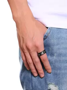 Fashionable and Popular Men Yin & Yang Pattern Ring Stainless Steel for Jewelry Gift and for a Stylish Look - Black - View 4