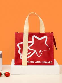1pc Letter Graphic Lunch Bag - Red - View 1