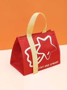 1pc Letter Graphic Lunch Bag - Red - View 2
