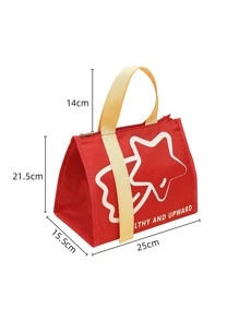 1pc Letter Graphic Lunch Bag - Red - View 3