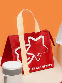 1pc Letter Graphic Lunch Bag - Red - View 4