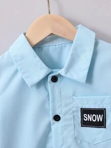 SHEIN Young Boy Letter Patched Shirt & Pants Without Tee - Multicolor - View 6