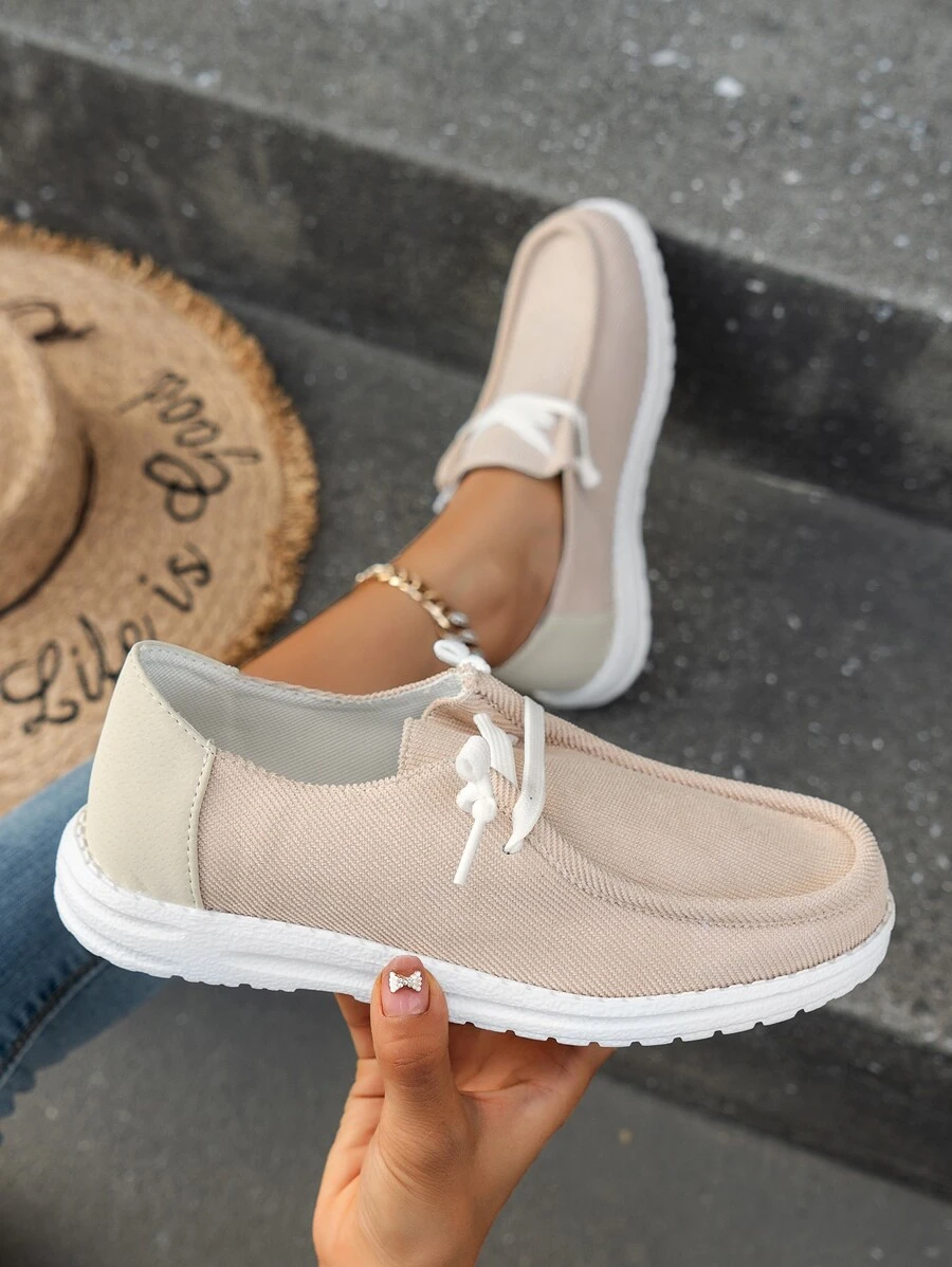 Giày Giản dị Nữ Ren lên Khối Màu Thể thao