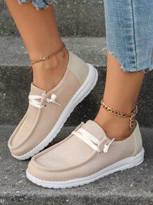 Giày Giản dị Nữ Ren lên Khối Màu Thể thao - Màu Khaki - Xem 3