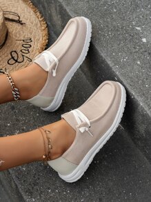 Giày Giản dị Nữ Ren lên Khối Màu Thể thao - Màu Khaki - Xem 4