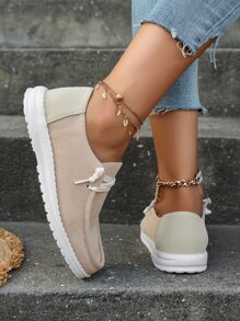 Giày Giản dị Nữ Ren lên Khối Màu Thể thao - Màu Khaki - Xem 5