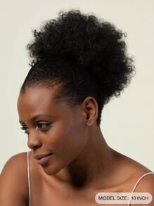 10-inch curly synthetic bun, black synthetic female wig - Black - View 2