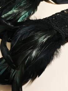 1 đôi găng tay lông vũ có móc dành cho nữ có họa tiết hoa, thích hợp cho các bữa tiệc và khiêu vũ - Nhiều màu - Xem 3