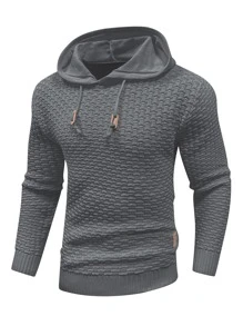 Manfinity Homme Áo len nam Dây kéo màu trơn Giải trí - Màu xám đen - Xem 1