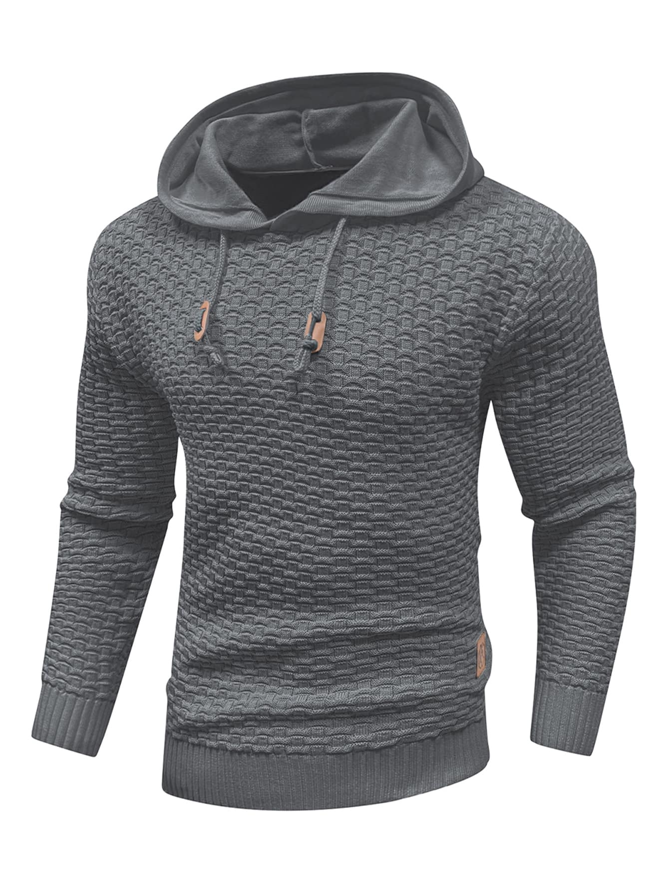 Manfinity Homme Áo len nam Dây kéo màu trơn Giải trí - Màu xám đen - Xem 1