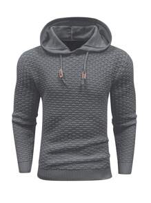 Manfinity Homme Áo len nam Dây kéo màu trơn Giải trí - Màu xám đen - Xem 3