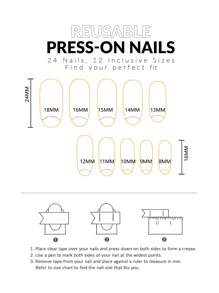 升級你的風格24入組長桃紅漸層純色橢圓形3d鑽石仿真休閒派對美甲純色易白歐美ins風釘片&1入甲板&1入果凍膠 - 彩色 - 查看 5