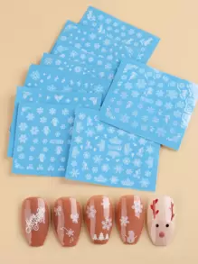 FULL BEAUTY Christmas 10sheets Snowflake Pattern Nail Art Water Decal - Multicolor - View 1