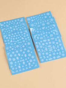 FULL BEAUTY Christmas 10sheets Snowflake Pattern Nail Art Water Decal - Multicolor - View 4