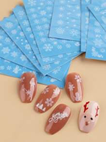 FULL BEAUTY Christmas 10sheets Snowflake Pattern Nail Art Water Decal - Multicolor - View 6