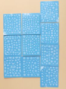 FULL BEAUTY Christmas 10sheets Snowflake Pattern Nail Art Water Decal - Multicolor - View 7