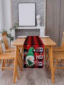 Christmas Gonk & Buffalo Plaid Print Table Runner - Multicolor - View 2